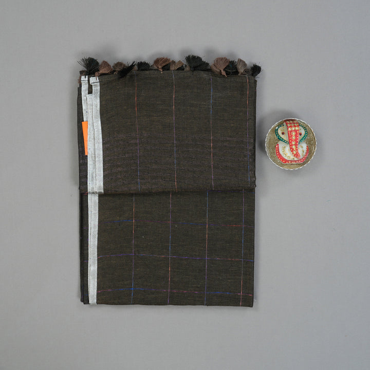 Hayagrivas Brown Handloom Linen Saree KSBE147C3-2