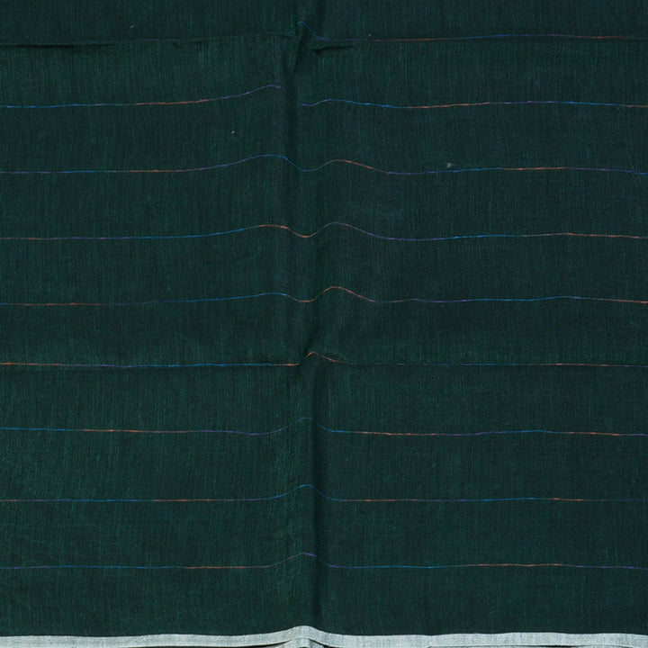 Hayagrivas Peacock Green Handloom Linen Saree KSBE147C3-3