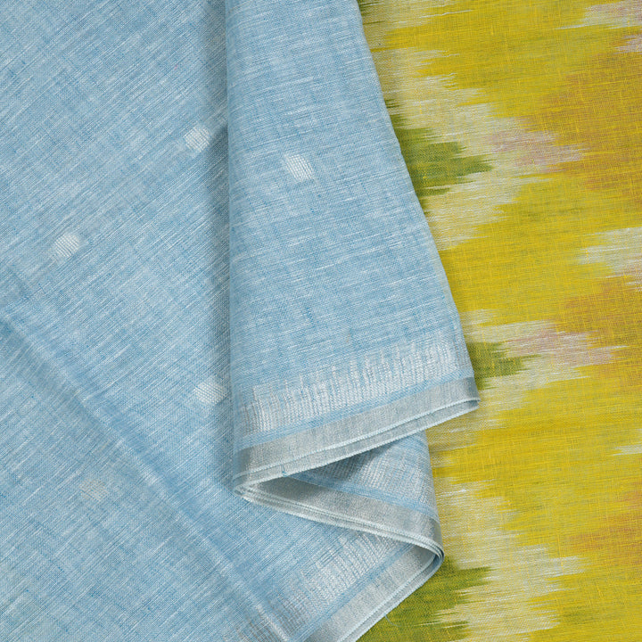 Hayagrivas Powder Blue Handloom Linen Saree KSBE147C4-6