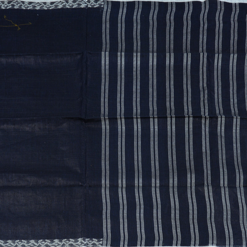 Hayagrivas Navy Blue Handloom Linen Saree KSBE147C7-1