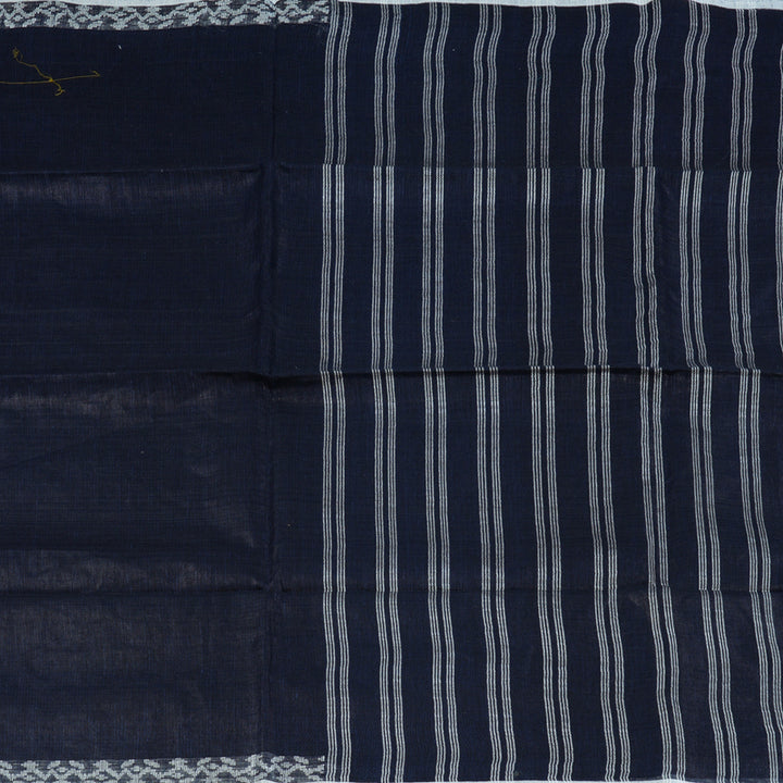 Hayagrivas Navy Blue Handloom Linen Saree KSBE147C7-1