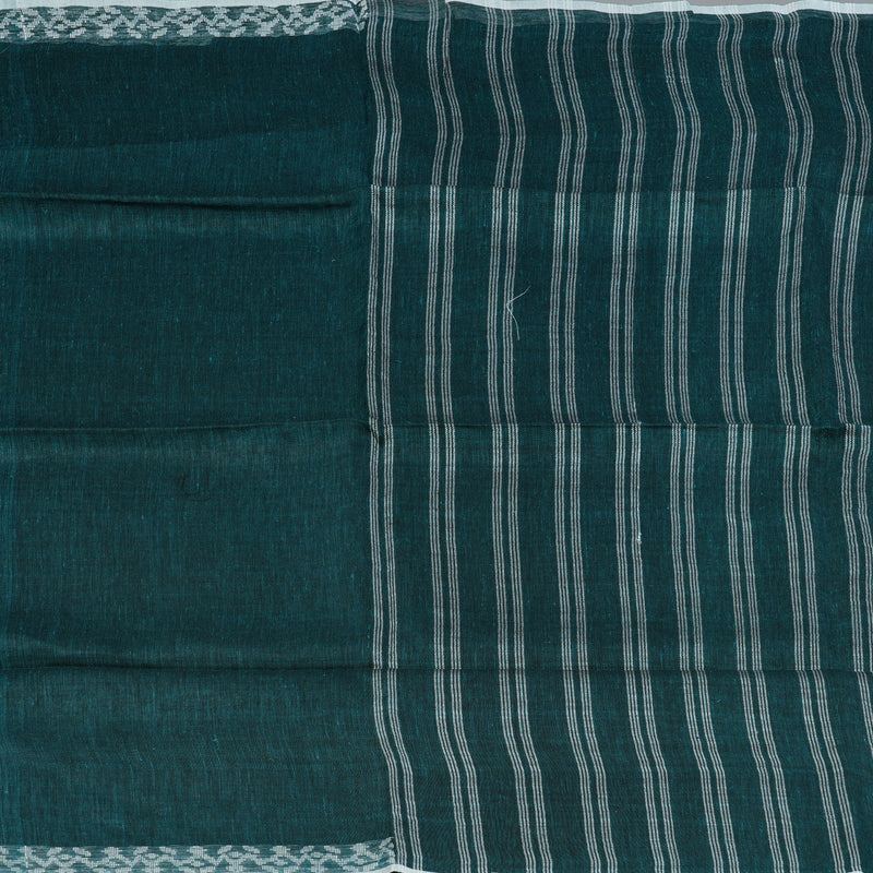 Hayagrivas Peacock Green Handloom Linen Saree KSBE147C7-2
