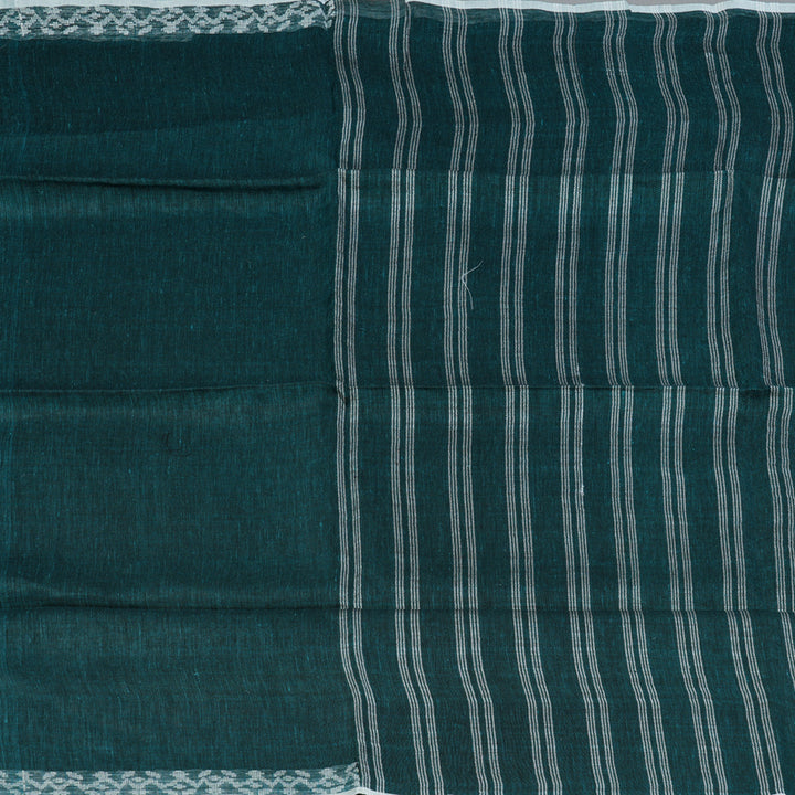 Hayagrivas Peacock Green Handloom Linen Saree KSBE147C7-2