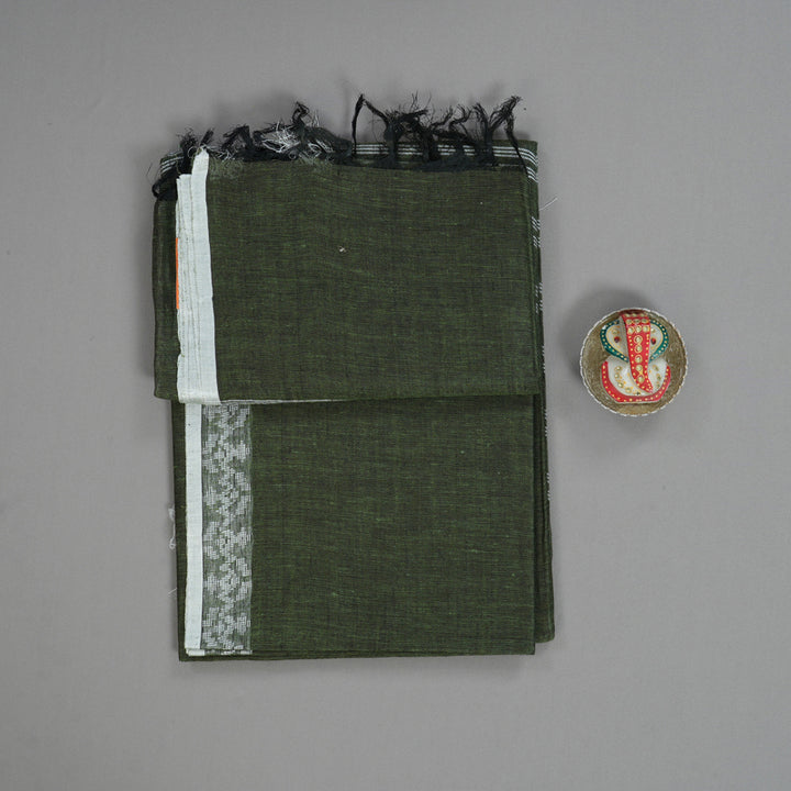 Hayagrivas Mehandi Green Handloom Linen Saree KSBE147C7-4