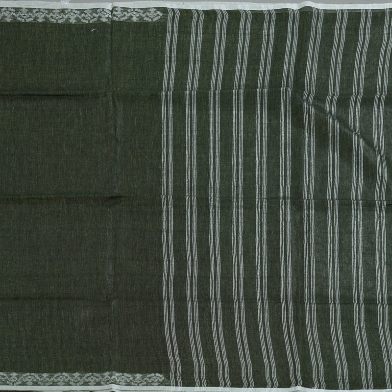 Hayagrivas Mehandi Green Handloom Linen Saree KSBE147C7-4