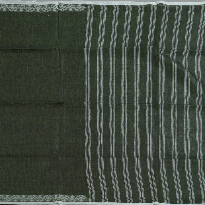 Hayagrivas Mehandi Green Handloom Linen Saree KSBE147C7-4