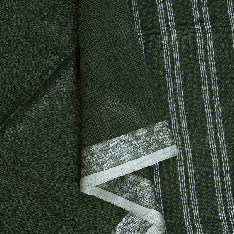 Hayagrivas Mehandi Green Handloom Linen Saree KSBE147C7-4