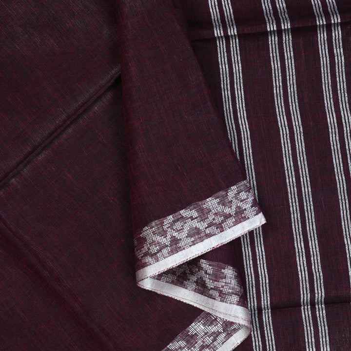 Hayagrivas Wine Handloom Linen Saree KSBE147C7-5