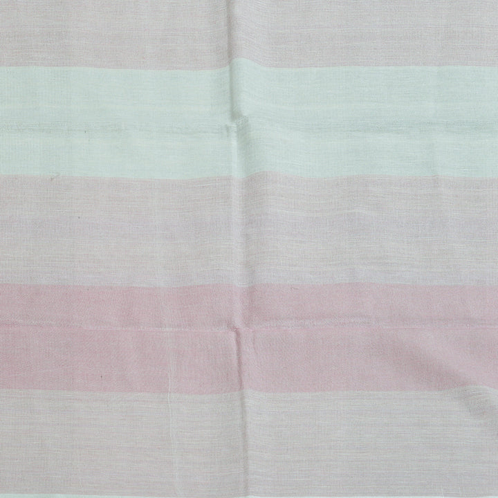 Hayagrivas Baby Pink & Cream Checks Handloom Linen Saree KSBE147C8-1