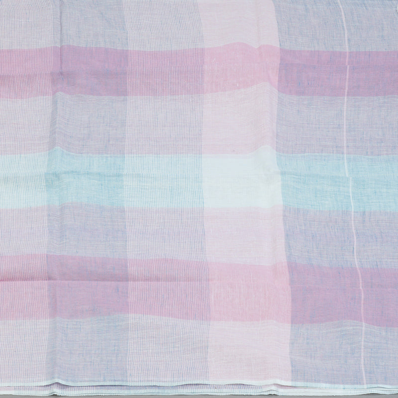 Hayagrivas Powder Blue & Baby Pink Handloom Linen Saree KSBE147C8-2