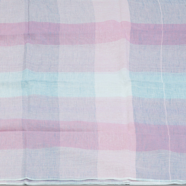 Hayagrivas Powder Blue & Baby Pink Handloom Linen Saree KSBE147C8-2