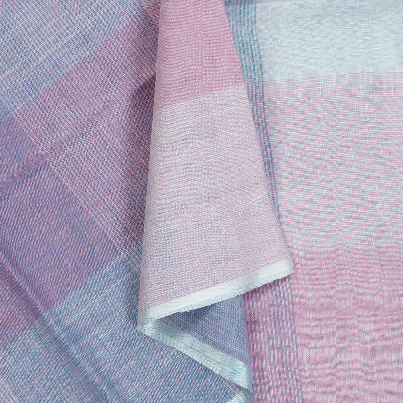 Hayagrivas Powder Blue & Baby Pink Handloom Linen Saree KSBE147C8-2