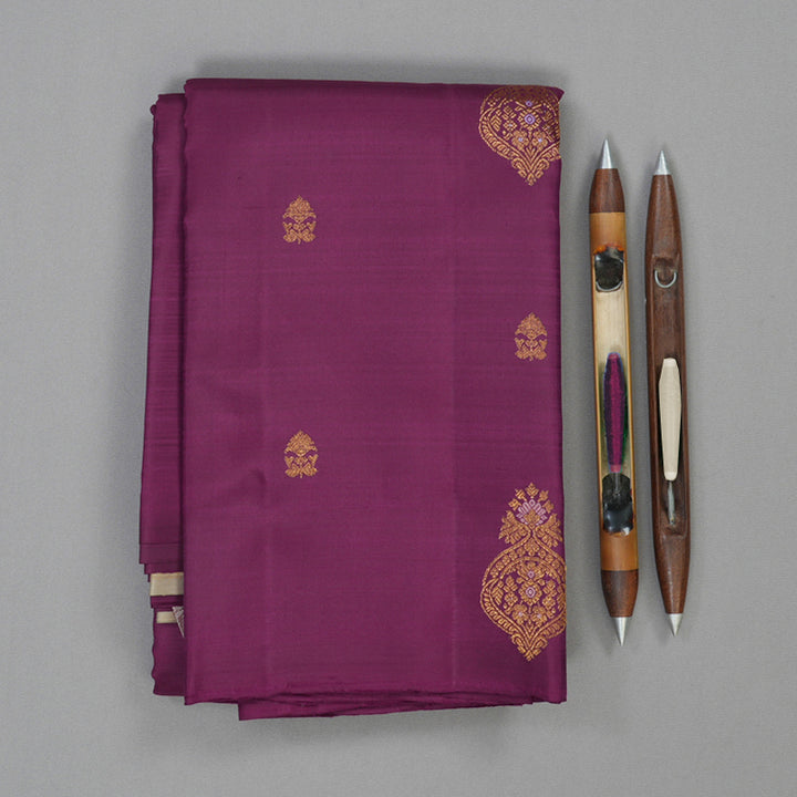 Hayagrivas Handloom Purple Kanjivaram Silk Saree KSBE149C12-1