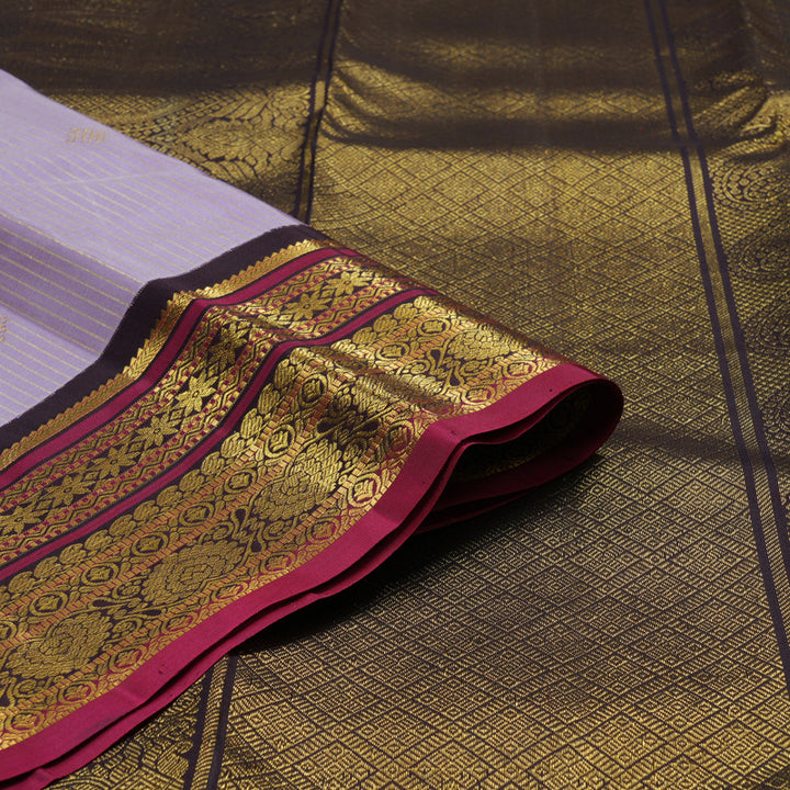 Hayagrivas Handloom Lavendar Kanjivaram Silk Saree with Kanchana Brown Border KSBE149C7-2