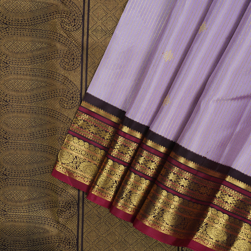 Hayagrivas Handloom Lavendar Kanjivaram Silk Saree with Kanchana Brown Border KSBE149C7-2