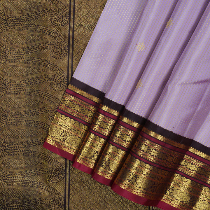 Hayagrivas Handloom Lavendar Kanjivaram Silk Saree with Kanchana Brown Border KSBE149C7-2