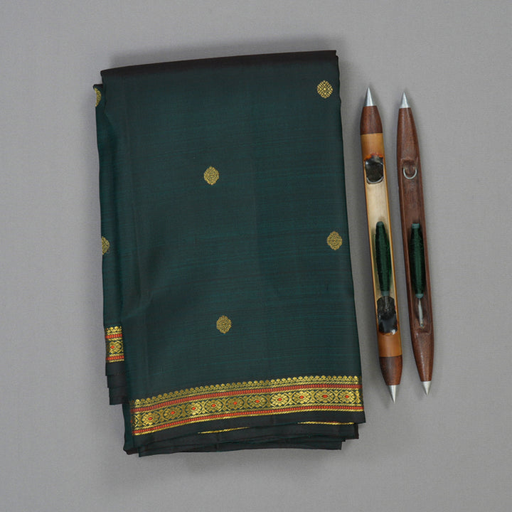 Hayagrivas Handloom Peacock Green Kanjivaram Silk Saree KSBE149C9-1