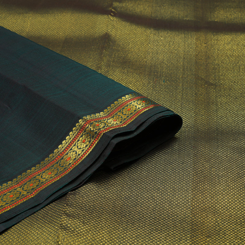 Hayagrivas Handloom Peacock Green Kanjivaram Silk Saree KSBE149C9-1