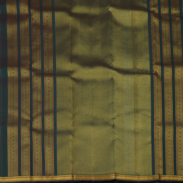 Hayagrivas Handloom Peacock Green Kanjivaram Silk Saree KSBE149C9-1