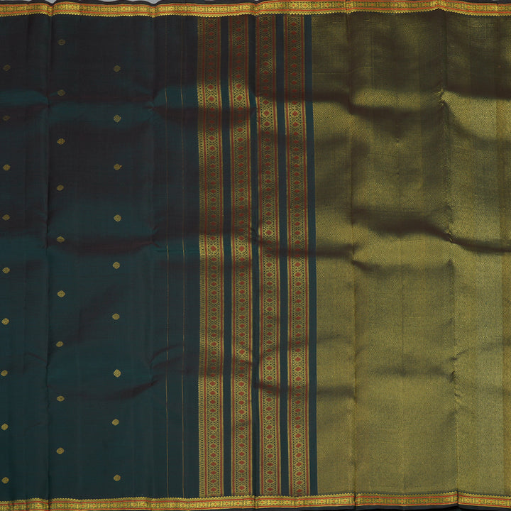 Hayagrivas Handloom Peacock Green Kanjivaram Silk Saree KSBE149C9-1