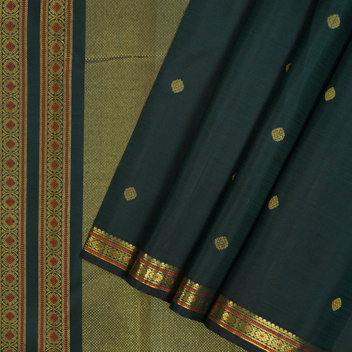 Hayagrivas Handloom Peacock Green Kanjivaram Silk Saree KSBE149C9-1