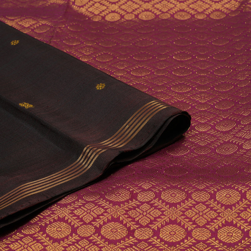 Hayagrivas Handloom Dark Chocolate Brown Kanjivaram Silk Saree KSBE150C1-2