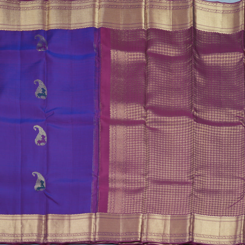 Hayagrivas Handloom Violet Kanjivaram Silk Saree with Vadamalli Border KSBE150C11-1