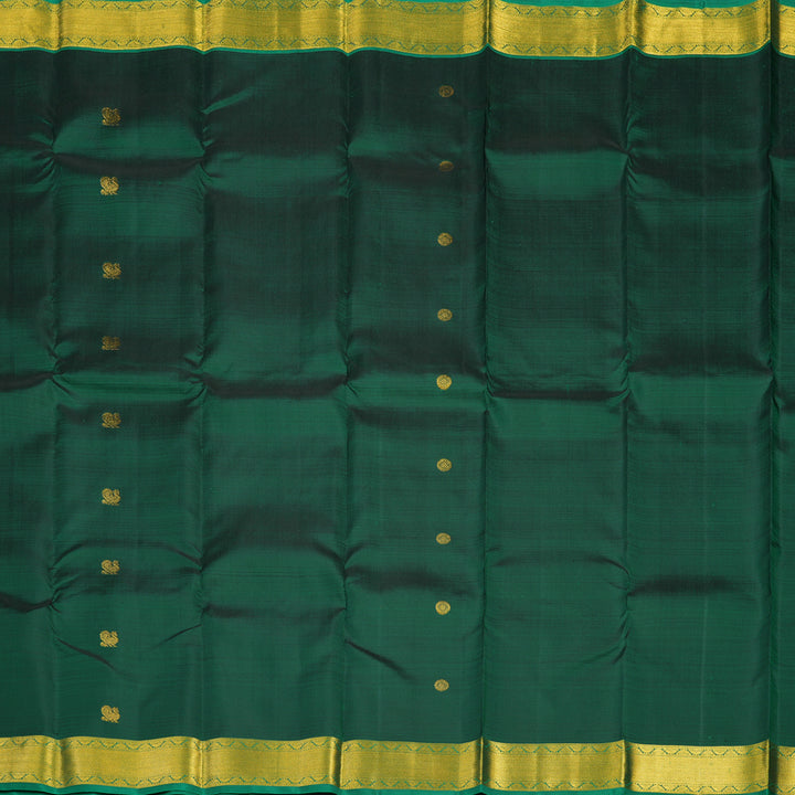 Hayagrivas Handloom Bottle Green Kanjivaram Silk Saree with Meenakshi Green Border KSBE150C14-1