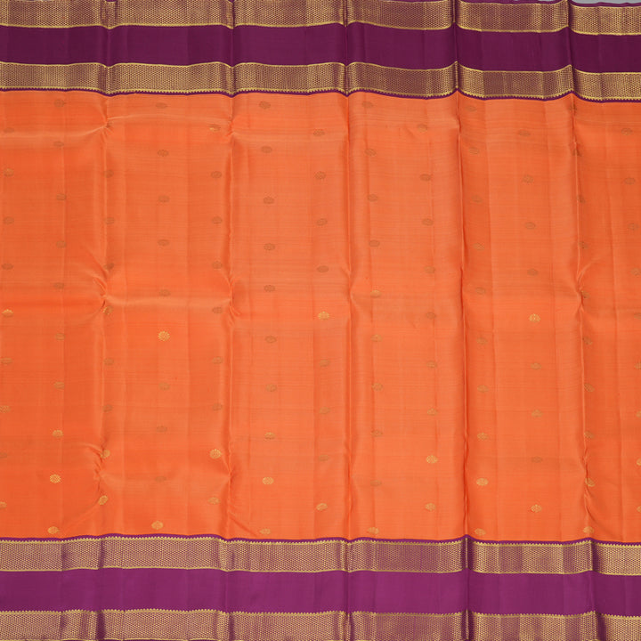 Hayagrivas Handloom Carrot Orange Kanjivaram Silk Saree with Vadamalli Purple Border KSBE150C19-1