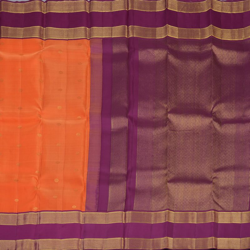 Hayagrivas Handloom Carrot Orange Kanjivaram Silk Saree with Vadamalli Purple Border KSBE150C19-1