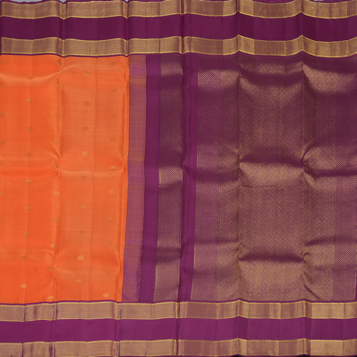 Hayagrivas Handloom Carrot Orange Kanjivaram Silk Saree with Vadamalli Purple Border KSBE150C19-1