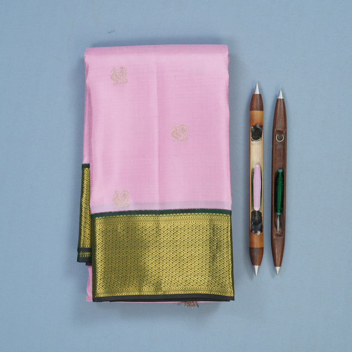 Hayagrivas Handloom Lotus Pink Kanjivaram Silk Saree with Karum Pachai Border KSBE150C27-3