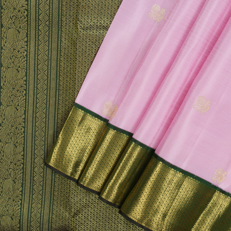 Hayagrivas Handloom Lotus Pink Kanjivaram Silk Saree with Karum Pachai Border KSBE150C27-3