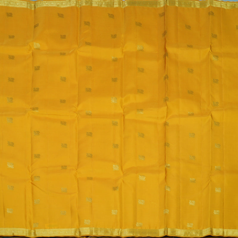 Hayagrivas Handloom Yellow Kanjivaram Silk Saree with Cream Border KSBE150C28-6