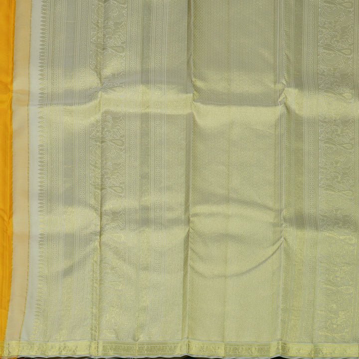 Hayagrivas Handloom Yellow Kanjivaram Silk Saree with Cream Border KSBE150C28-6