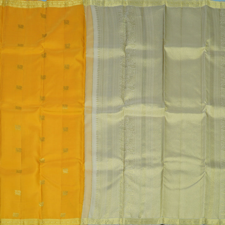 Hayagrivas Handloom Yellow Kanjivaram Silk Saree with Cream Border KSBE150C28-6