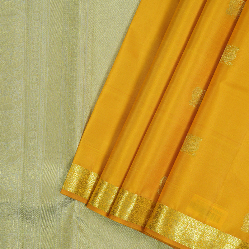 Hayagrivas Handloom Yellow Kanjivaram Silk Saree with Cream Border KSBE150C28-6
