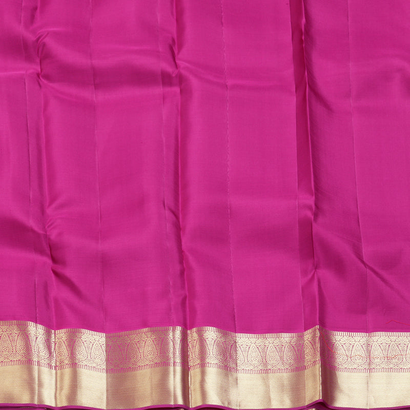 Hayagrivas Handloom Parrot Green Kanjivaram Silk Saree with Pink Border KSBE150C31-3
