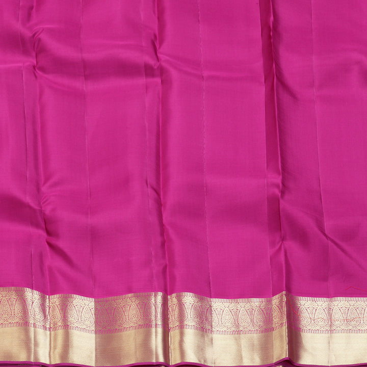 Hayagrivas Handloom Parrot Green Kanjivaram Silk Saree with Pink Border KSBE150C31-3