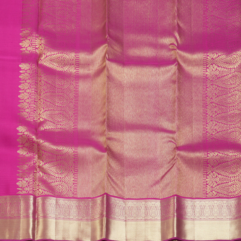 Hayagrivas Handloom Parrot Green Kanjivaram Silk Saree with Pink Border KSBE150C31-3