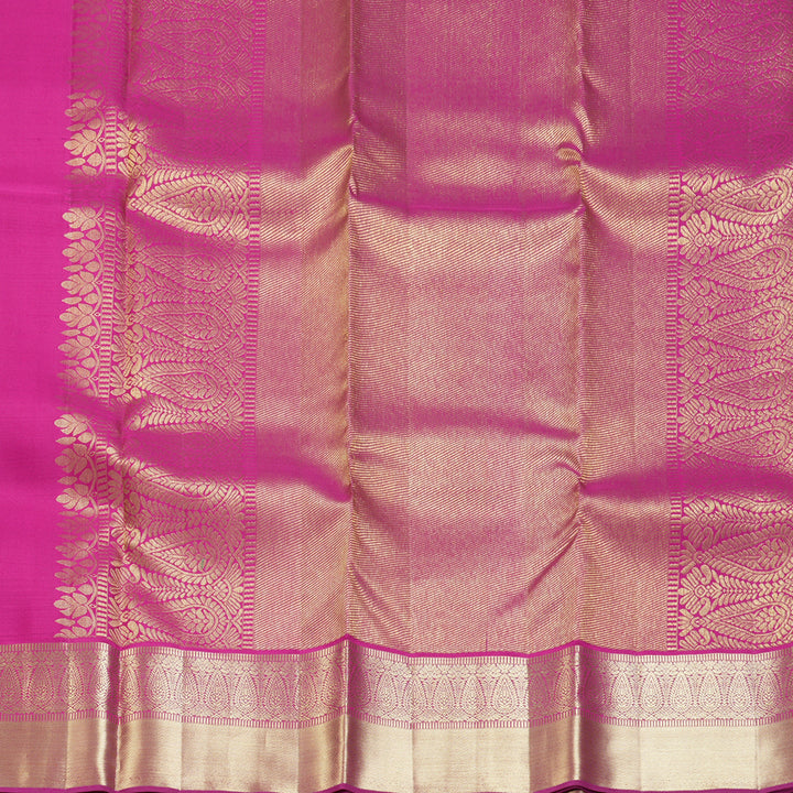 Hayagrivas Handloom Parrot Green Kanjivaram Silk Saree with Pink Border KSBE150C31-3