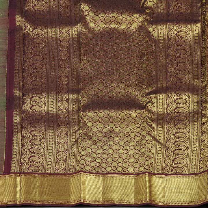 Hayagrivas Handloom Pastel Green Kanjivaram Silk Saree with Araku Maroon Border KSBE150C33-1