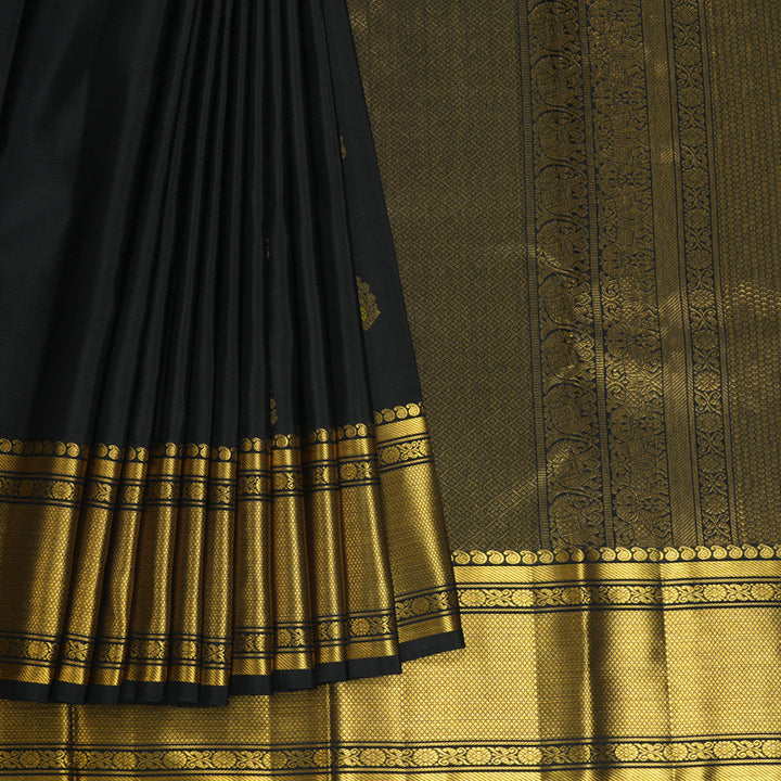 Hayagrivas Handloom Black Kanjivaram Silk Saree KSBE150C8-1