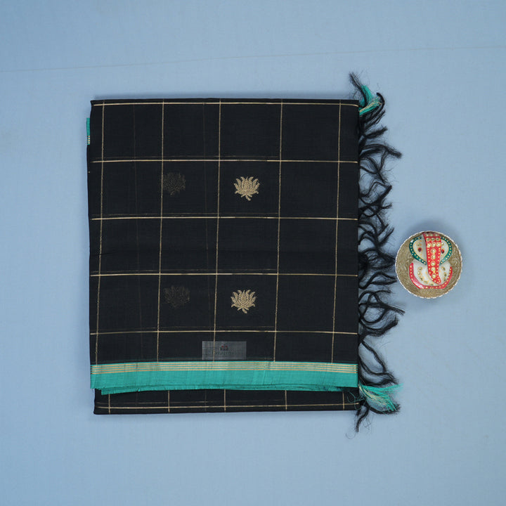 Hayagrivas Black Pure Kanchi Silk Cotton Saree KSBE151C1-3