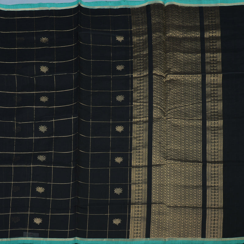 Hayagrivas Black Pure Kanchi Silk Cotton Saree KSBE151C1-3