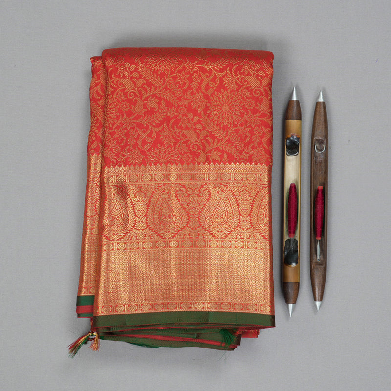Hayagrivas Handloom Red Kanjivaram Silk Saree KSBE152C1-1