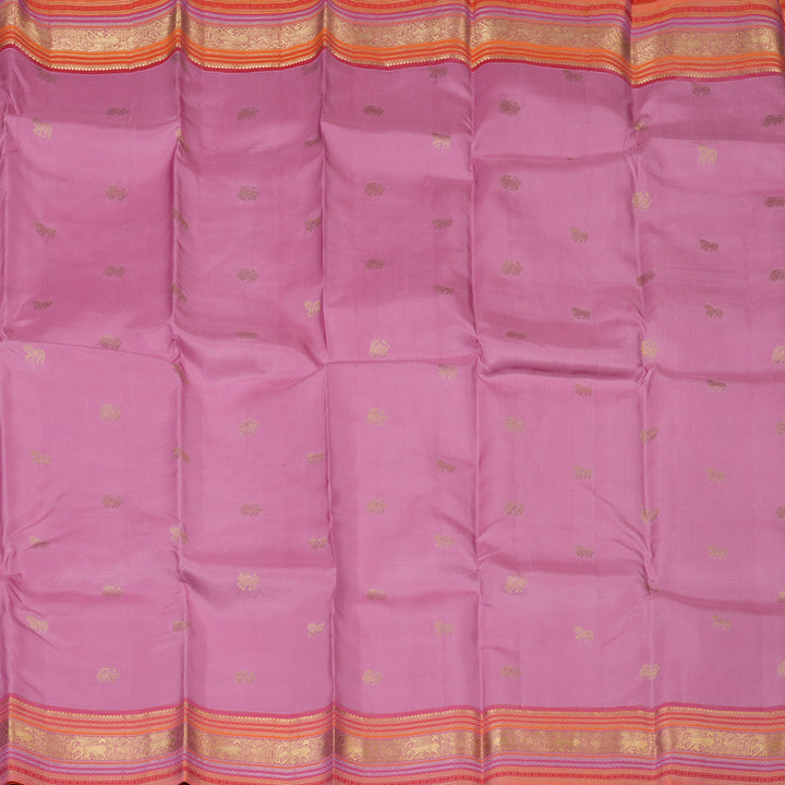 Hayagrivas Handloom Baby Pink Kanjivaram Silk Saree with Orange Border KSBE17I14-4
