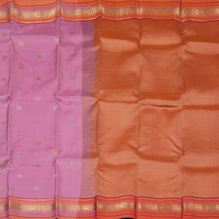 Hayagrivas Handloom Baby Pink Kanjivaram Silk Saree with Orange Border KSBE17I14-4