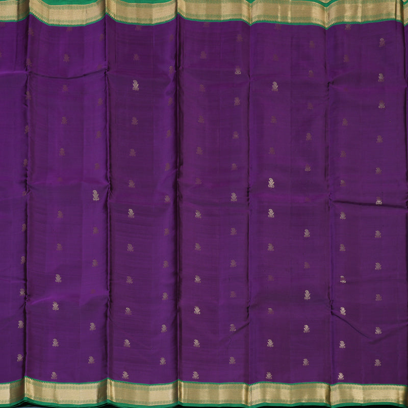 Hayagrivas Handloom Violet Kanjivaram Silk Saree with Green Border KSBE17I25-5