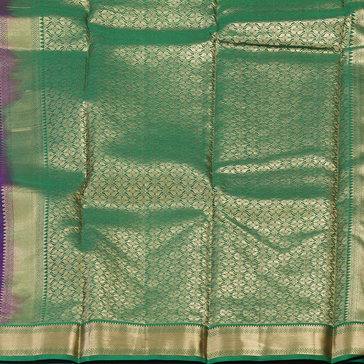 Hayagrivas Handloom Violet Kanjivaram Silk Saree with Green Border KSBE17I25-5